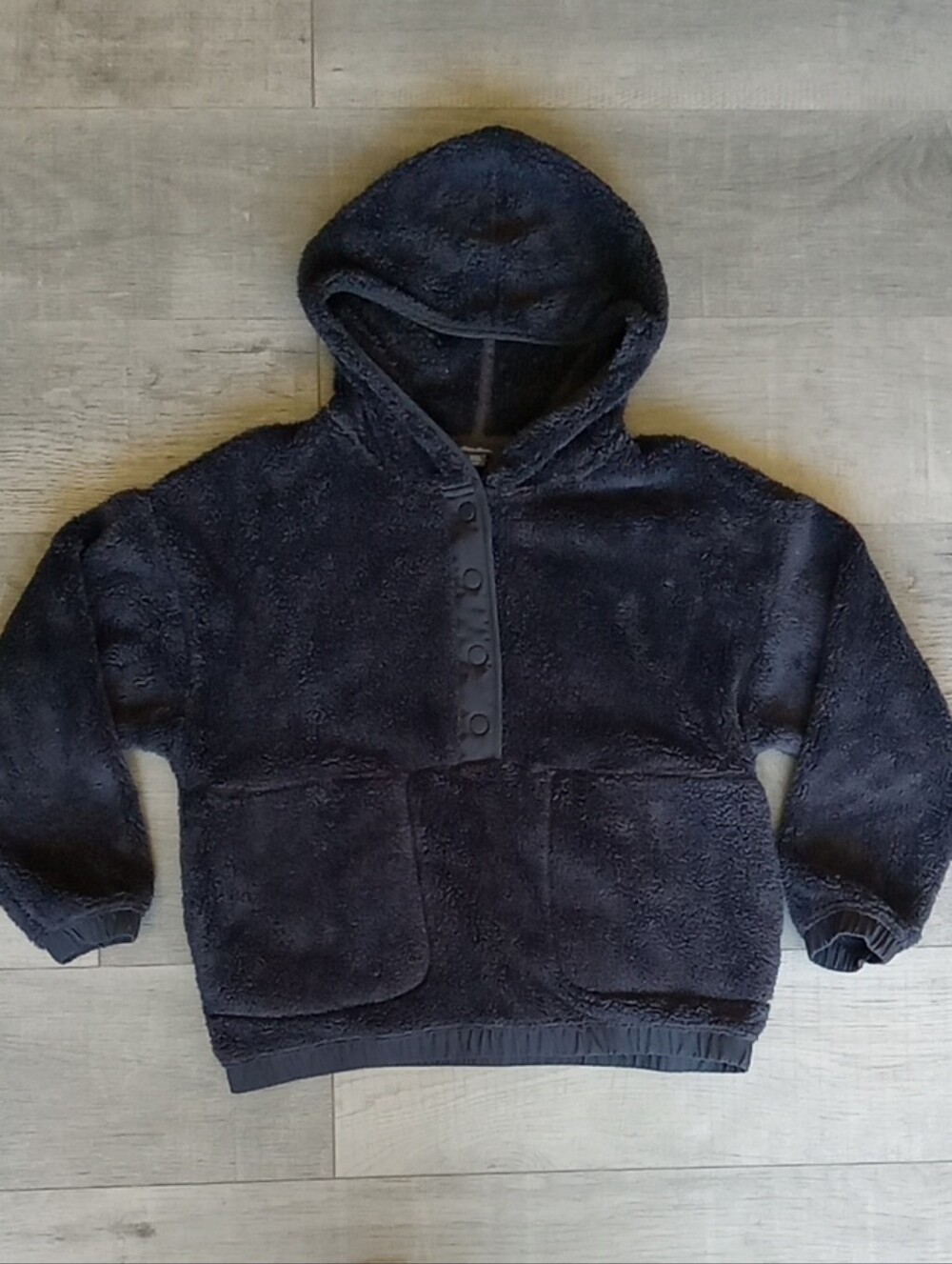 Eddie Bauer Chill Out Fleece Hoodie Gray Snap Pullover Medium NWOT